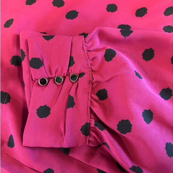 Melissa McCarthy Seven Womens Raspberry Pink Polka Dot Plus Size Blouse 1X NWT - Picture 7 of 7